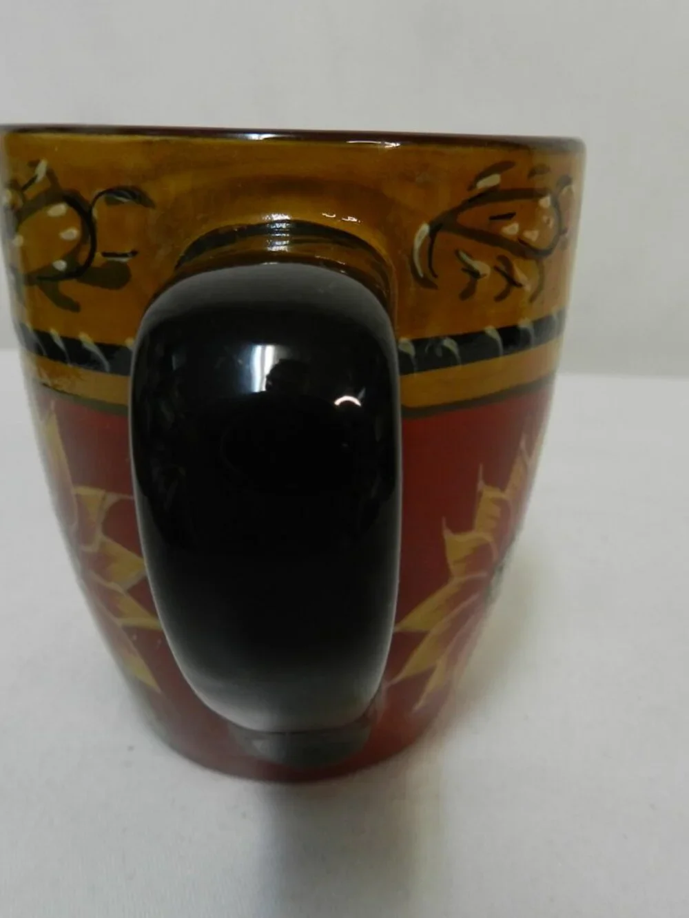 Pier 1 One Sunflower Hand painted Terracotta Mug Cup Set 3 floral Vintage